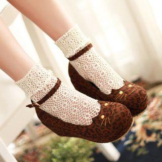 Cat Embroidered Platform Mary Jane Shoes