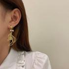 Half-face Drop Earring 1 Pair - 925 Silver Needle - Gold - One Size