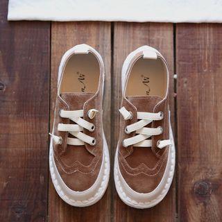 Faux Leather Low Heel Lace Up Shoes