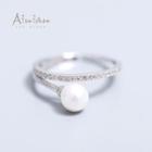 925 Sliver Faux Pearl Ring