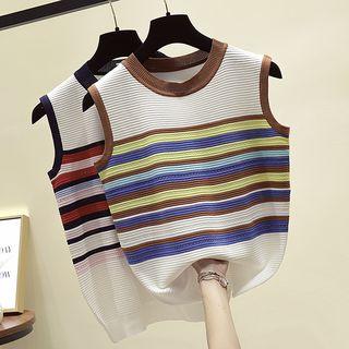Contrast Trim Striped Tank Top