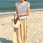 Striped Tiered Long Mock-two-piece Dress