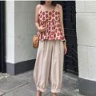 Spaghetti Strap Dotted Top / Wide-leg Cropped Pants