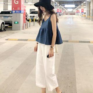 Spaghetti Strap Top / Wide-leg Pants