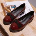 Bow Detail Heeled Patent Loafers