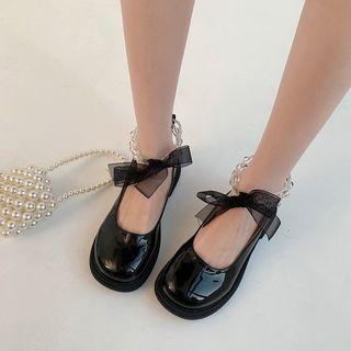 Lace Trim Bow Mary Jane Shoes