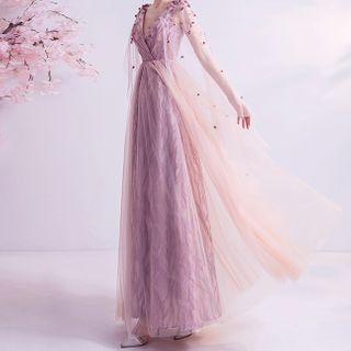 Sheer Panel Sheath Evening Gown