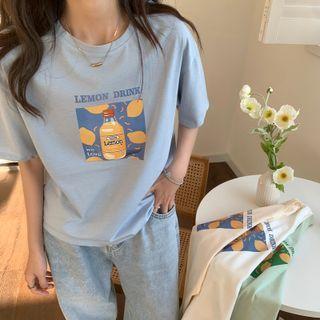 Elbow-sleeve Print Knit Top