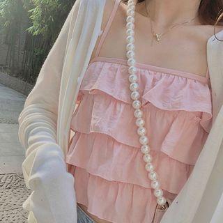 Plain Long-sleeve Button-up Open-front Sweater