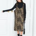 Leopard Print Jumper Dress 8009-2 - Khaki - One Size