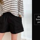 Band-waist Nylon Shorts Black - One Size