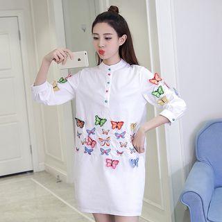 Embroidered Butterfly Long Blouse