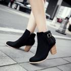 Block Heel Fringed Ankle Boots