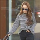 Drop-shoulder Striped Sweater Black - One Size