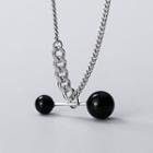S925 Sterling Silver Black Agate Pendant Necklace As Shown In Figure - One Size