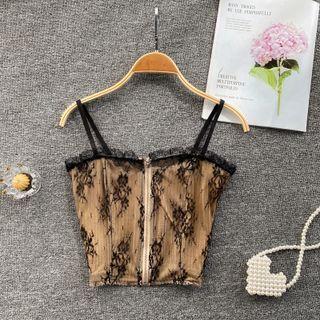Lace Flower Trim Tube Top