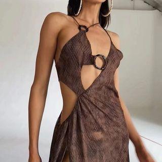 Spaghetti Strap O-ring Cutout Dress