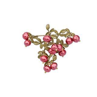 Fashion And Elegant Plated Gold Enamel Cranberry Brooch Golden - One Size