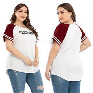 Plus Size Short-sleeve Lettering T-shirt