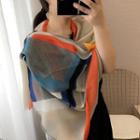 Abstract Print Shawl Tangerine & Blue - One Size
