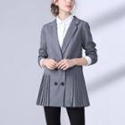 Pleated Double-breasted Blazer