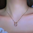 Deer Horn Rhinestone Pendant Alloy Necklace Necklace - Rose Gold - One Size