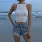 Open-back Knit Camisole Top White - One Size