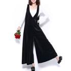 Sleeveless Wide Leg Velvet Jumpsuit