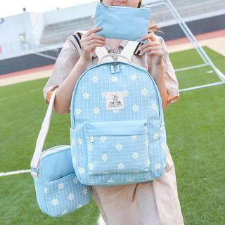 Set: Flower Print Backpack + Cross Bag + Pouch