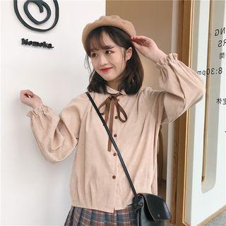Tie-neck Ruffle Trim Blouse