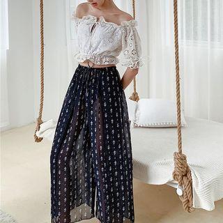 Set: Cropped Swim Top + Bottom + Cover-up Skirt