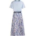 Short-sleeve Top / Floral Midi A-line Skirt / Set