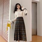 Plaid A-line Skirt Yellow - One Size