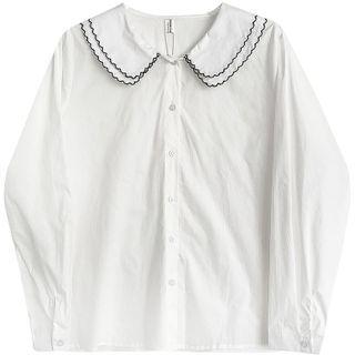 Scallop Trim Shirt White - One Size