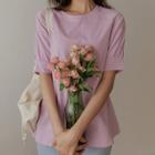 Raglan Shirred Seam-trim T-shirt