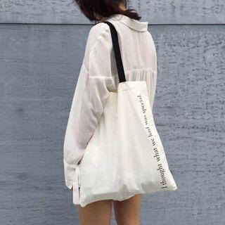 Lettering Tote Bag Black & White - One Size