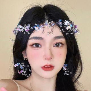Butterfly Alloy Headband / Dangle Earring / Set