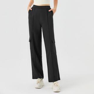 Plain Pocket Detail Wide-leg Pants