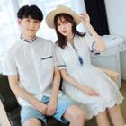 Couple Matching Stand-collar Short-sleeve Shirt / Short-sleeve Dress