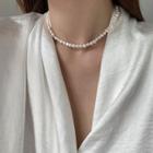 925 Sterling Silver Pendant Faux Pearl Choker Necklace - As Shown In Figure - One Size