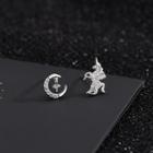 Non-matching 925 Sterling Silver Unicorn Moon & Star Earring Es862 - 1 Pair - One Size