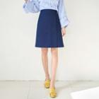 Band-waist Wrap-front Denim Skirt