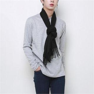 Mandarin-collar Long-sleeve Polo Shirt