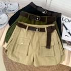 Side-slit Cargo Shorts With Belt