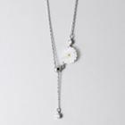 Rhinestone Flower Necklace S925 Silver - Necklace - Silver & White - One Size