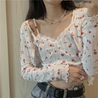 Spaghetti Strap Floral Print Top / Jacket