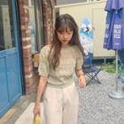 Puff-sleeve Pointelle-knit Top
