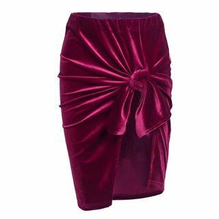 Velvet Fitted Midi Skirt