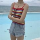 Rainbow-stripe Sleeveless Top As Shown In Figure - One Size