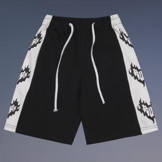 Side Flame Print Straight Cut Shorts